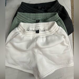 Shein 3 pairs of shorts in white, grey and light green